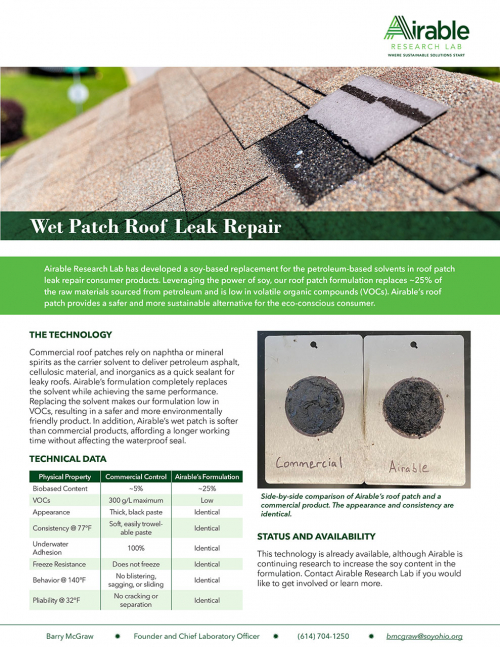 Soy-Based Wet Patch Roof Leak Repair